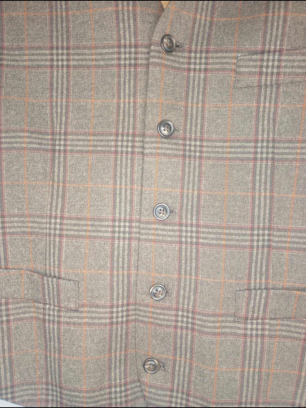 Murano Plaid Vest in Brown and Tan with Subtle Red Lines